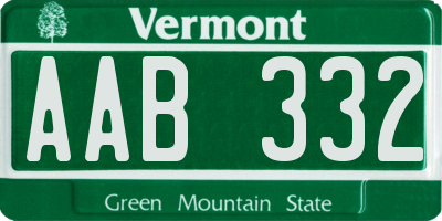 VT license plate AAB332