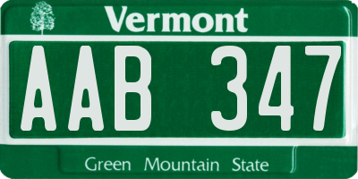 VT license plate AAB347