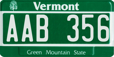 VT license plate AAB356