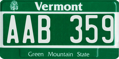 VT license plate AAB359