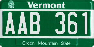 VT license plate AAB361