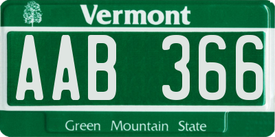 VT license plate AAB366