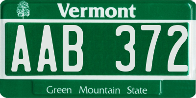 VT license plate AAB372
