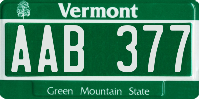 VT license plate AAB377