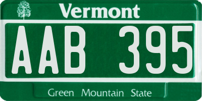 VT license plate AAB395