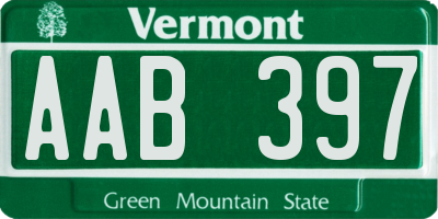 VT license plate AAB397