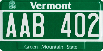 VT license plate AAB402