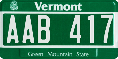 VT license plate AAB417