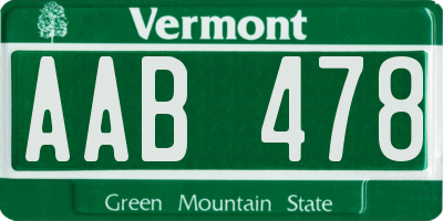 VT license plate AAB478