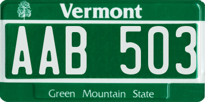 VT license plate AAB503