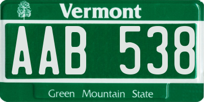 VT license plate AAB538