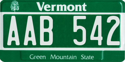 VT license plate AAB542