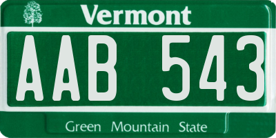 VT license plate AAB543