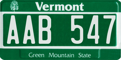 VT license plate AAB547