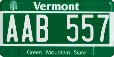 VT license plate AAB557