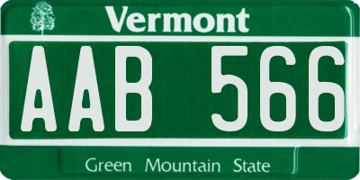 VT license plate AAB566