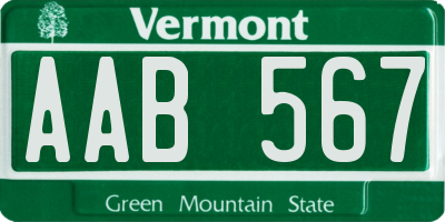 VT license plate AAB567