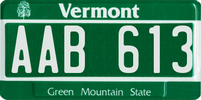 VT license plate AAB613