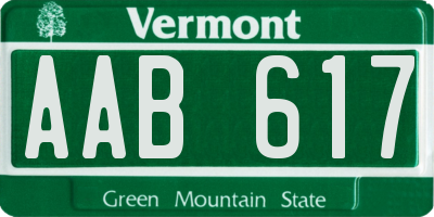 VT license plate AAB617