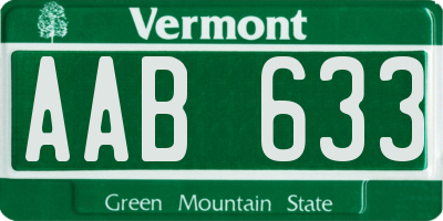 VT license plate AAB633