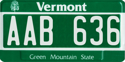 VT license plate AAB636