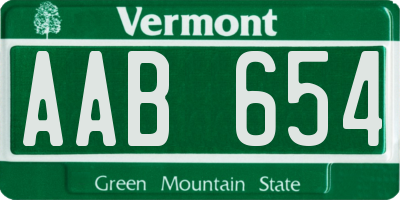 VT license plate AAB654