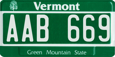 VT license plate AAB669