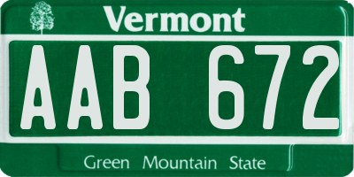 VT license plate AAB672