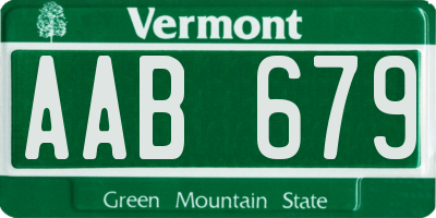 VT license plate AAB679