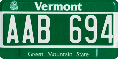 VT license plate AAB694