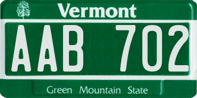VT license plate AAB702