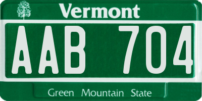 VT license plate AAB704