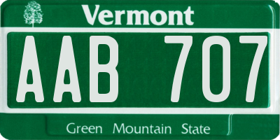 VT license plate AAB707