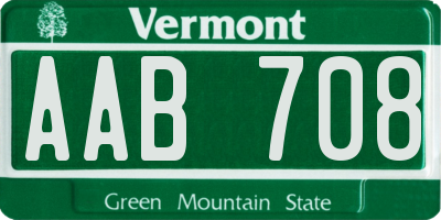 VT license plate AAB708