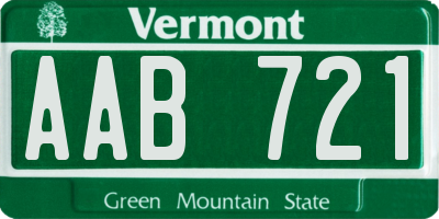 VT license plate AAB721