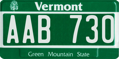 VT license plate AAB730