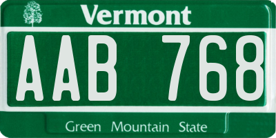 VT license plate AAB768