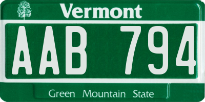 VT license plate AAB794