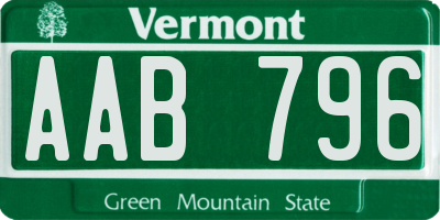 VT license plate AAB796