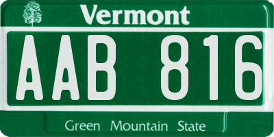VT license plate AAB816