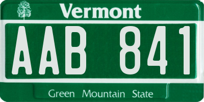 VT license plate AAB841