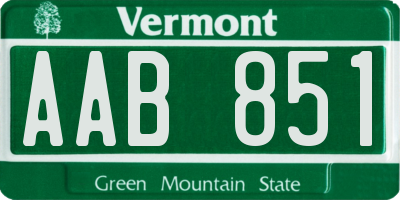 VT license plate AAB851