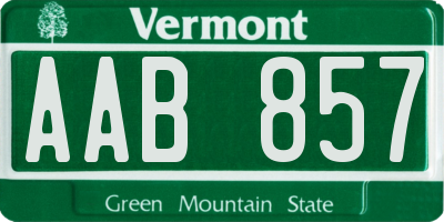 VT license plate AAB857