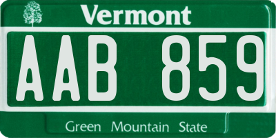 VT license plate AAB859