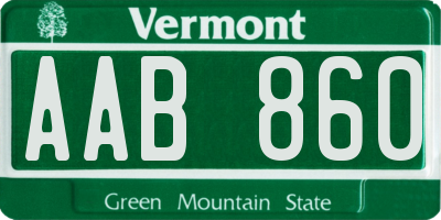 VT license plate AAB860