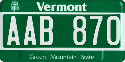 VT license plate AAB870