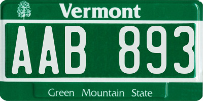 VT license plate AAB893