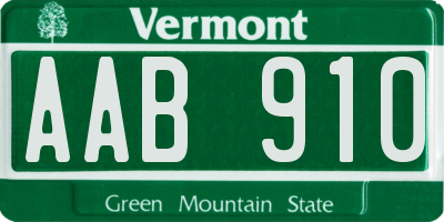 VT license plate AAB910