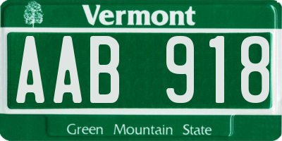 VT license plate AAB918