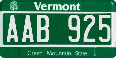 VT license plate AAB925